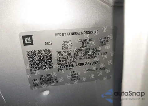 2019 Cadillac Xt5 Premium Luxury from USA, damaged, VIN 1GYKNERS9KZ238871